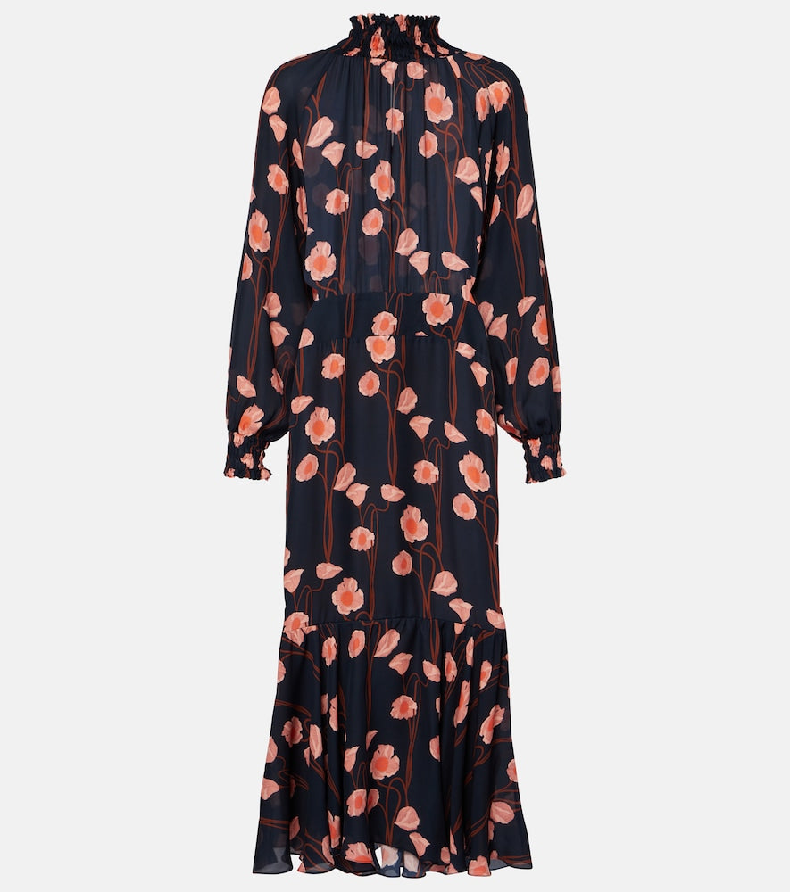 Johanna Ortiz Floral silk georgette midi dress. Johanna Ortiz 花卉图案真丝乔其纱中长连衣裙