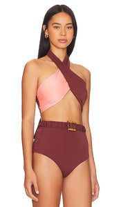 Johanna Ortiz Ginger Spice Bikini Top in Brown