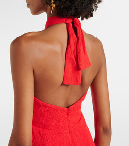Johanna Ortiz Halterneck cutout maxi dress