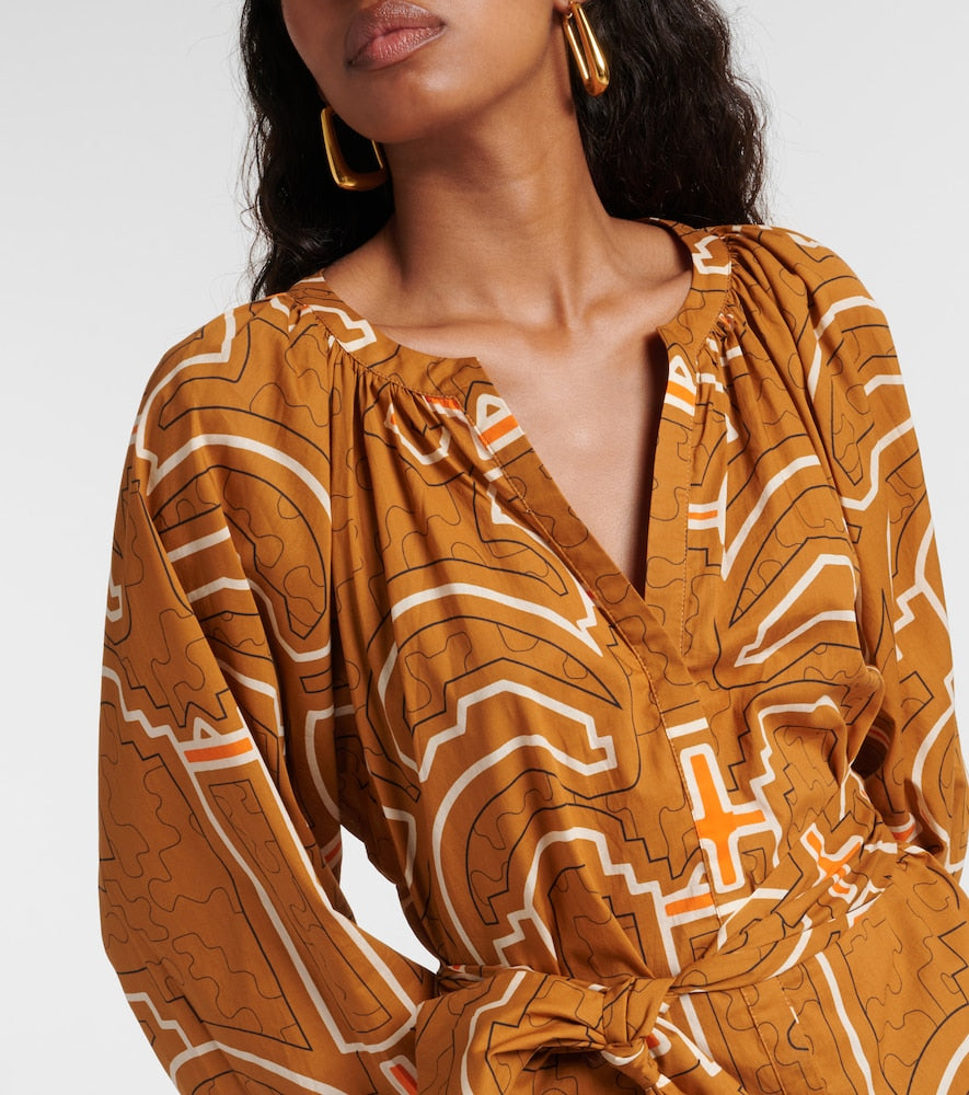 Johanna Ortiz Printed balloon-sleeve cotton maxi dress