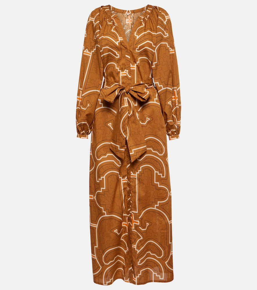 Johanna Ortiz Printed balloon-sleeve cotton maxi dress. Johanna Ortiz 印花灯笼袖棉质长裙