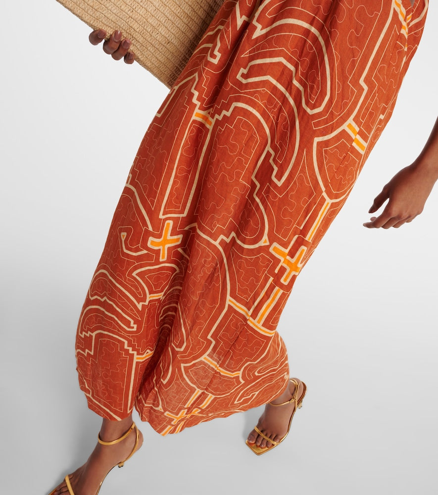 Johanna Ortiz Printed cutout linen maxi dress