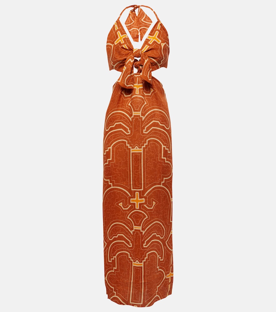 Johanna Ortiz Printed cutout linen maxi dress. Johanna Ortiz 印花镂空亚麻长裙