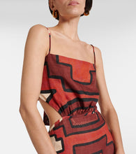 Johanna Ortiz Printed cutout linen midi dress