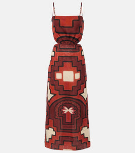 Johanna Ortiz Printed cutout linen midi dress