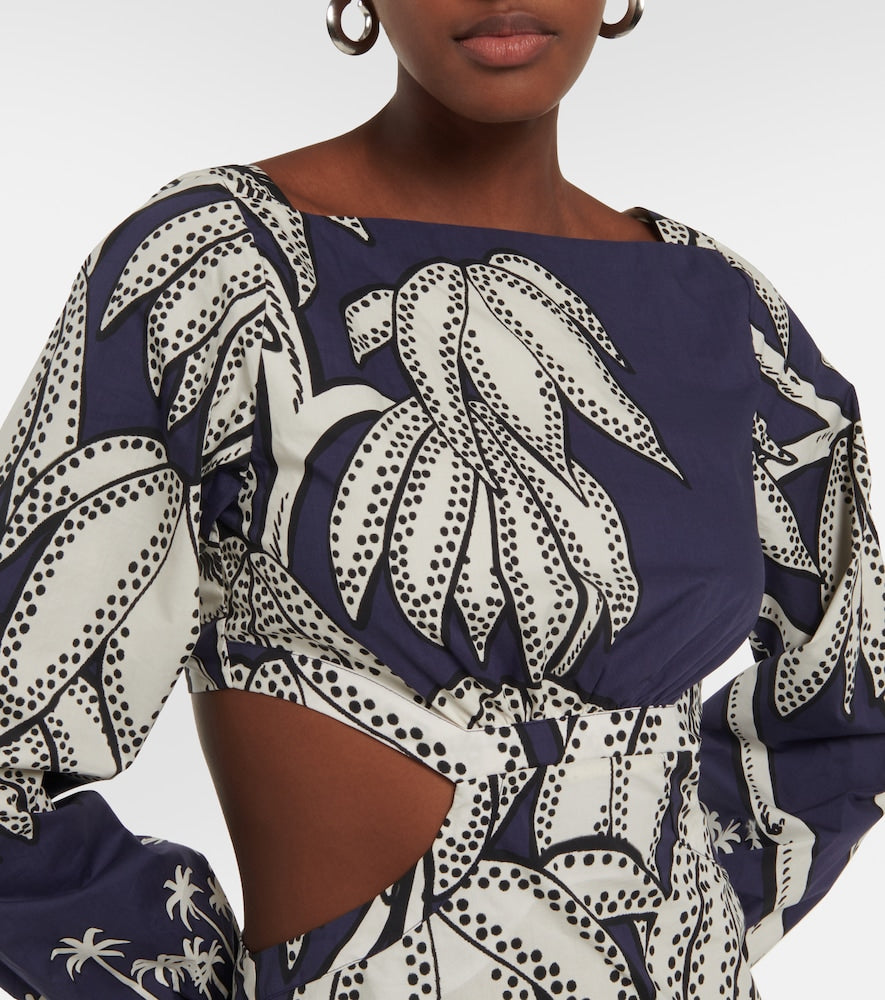Johanna Ortiz Printed fringe-trimmed cotton maxi dress