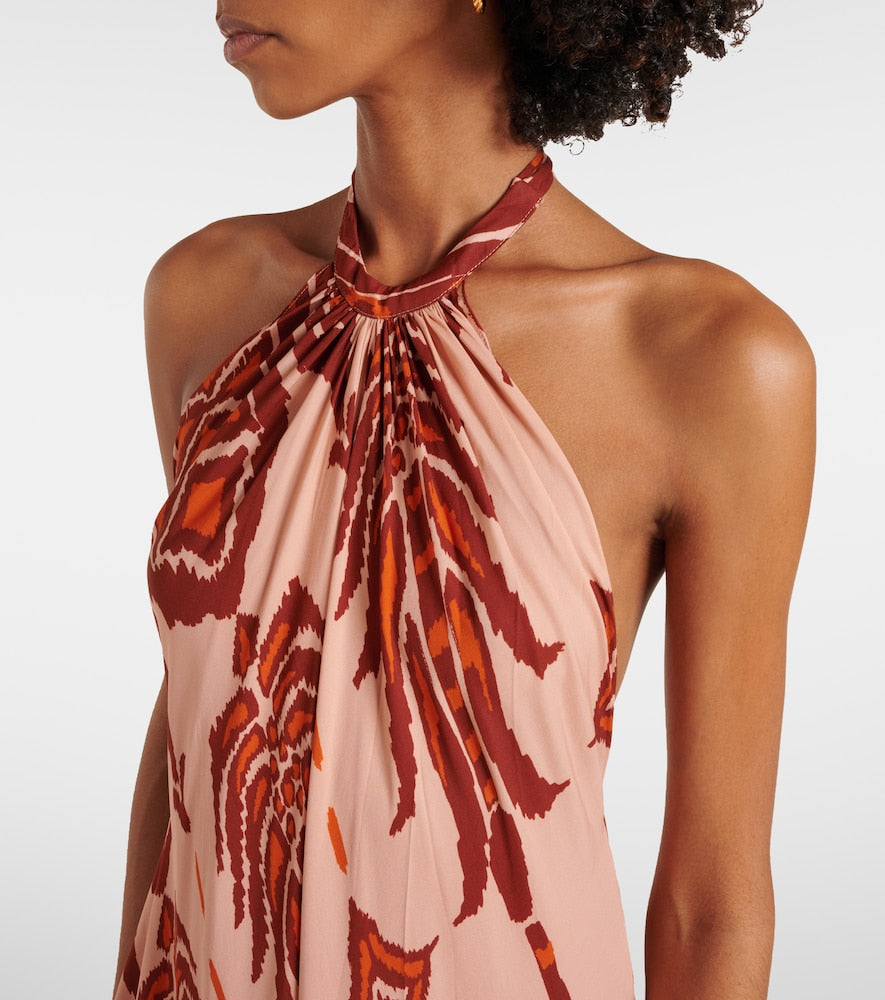 Johanna Ortiz Printed halterneck silk gown