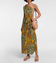 Johanna Ortiz Printed one-shoulder cotton midi dress