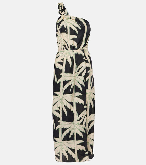 Johanna Ortiz Printed one-shoulder midi dress