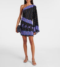 Johanna Ortiz Printed one-shoulder silk minidress