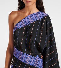 Johanna Ortiz Printed one-shoulder silk minidress