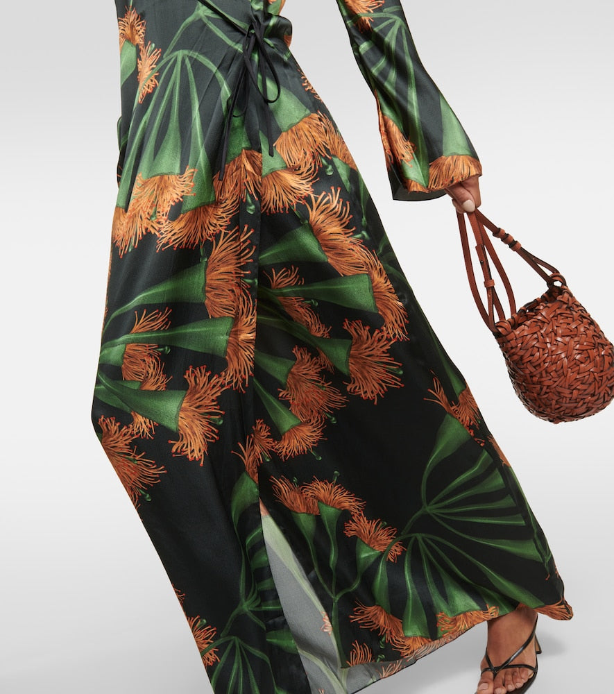Johanna Ortiz Printed silk-blend wrap dress