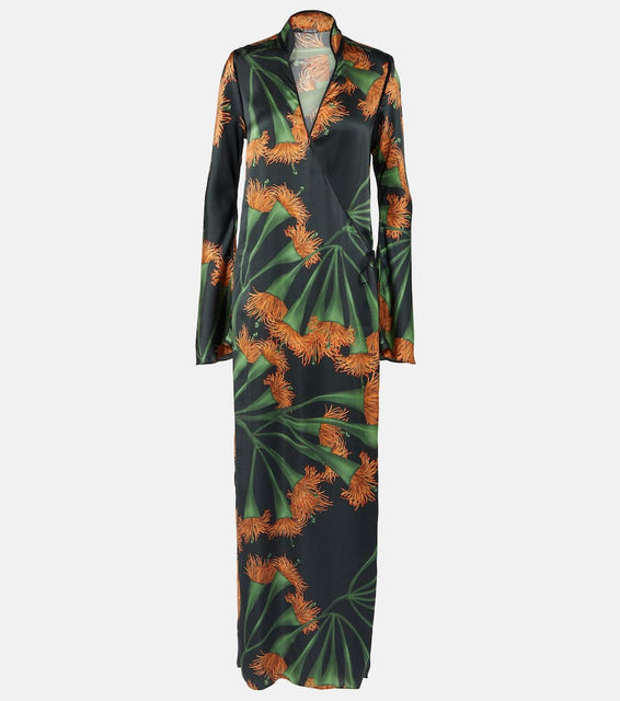 Johanna Ortiz Printed silk-blend wrap dress
