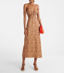 Johanna Ortiz Ring-detail cutout printed maxi dress