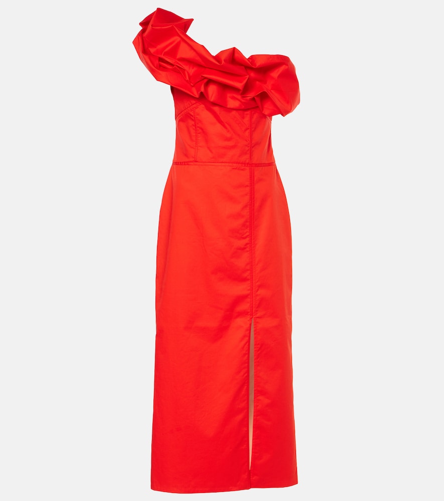 Johanna Ortiz Ruffled one-shoulder poplin gown. Johanna Ortiz 荷叶边单肩府绸礼服