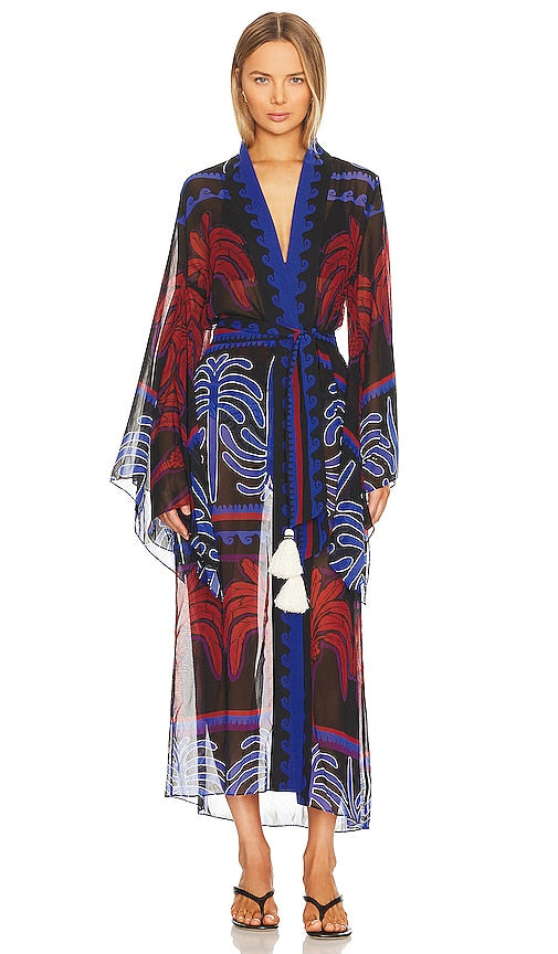 Johanna Ortiz Twende Kimono in Navy,Red