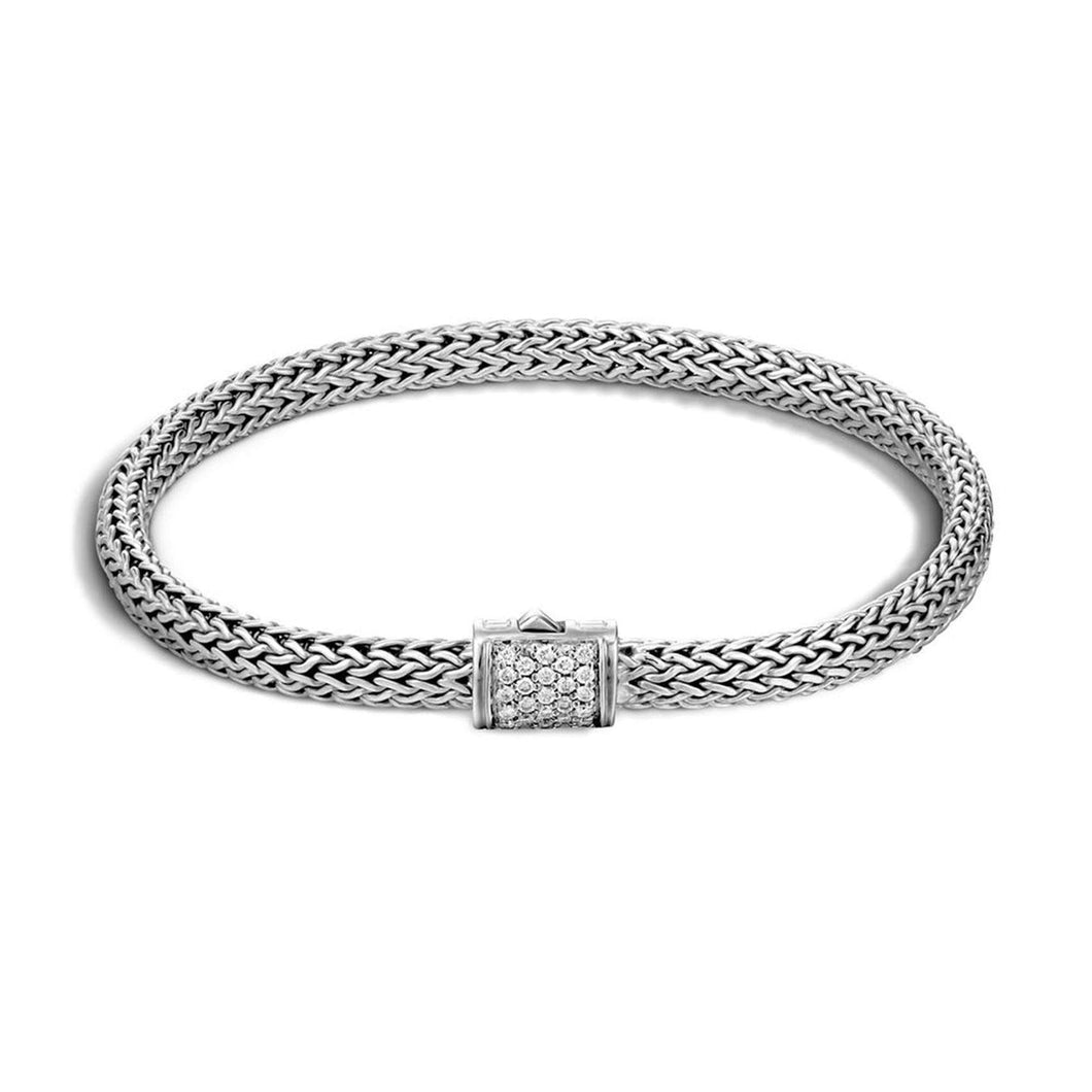 John Hardy Classic Chain 5mm Bracelet in Sterling Silver with Diamonds 1/5ctw, Large