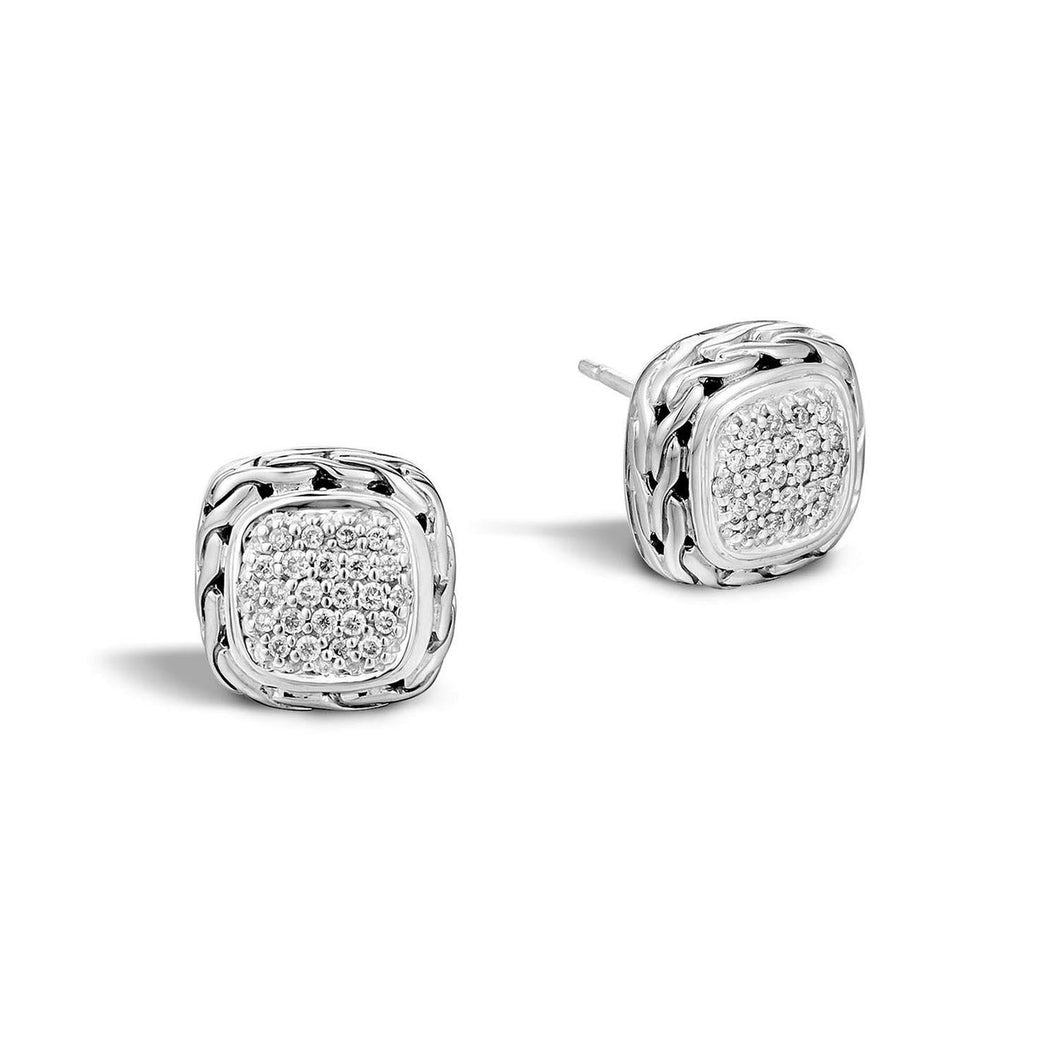John Hardy Classic Chain Diamond Stud Earrings 1/3ctw