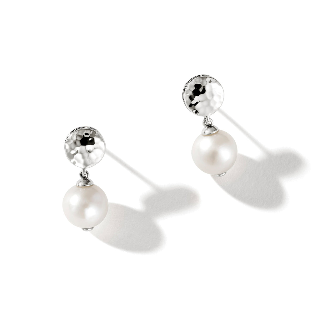 John Hardy Classic Chain Pearl Drop Earrings in Sterling Silver