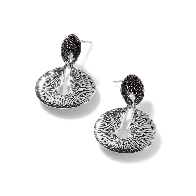 John Hardy Classic Chain Radial Pave Sterling Silver Drop Earrings
