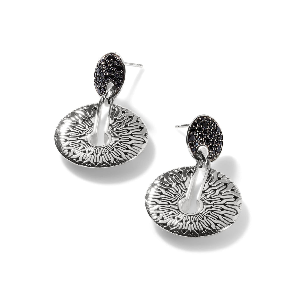 John Hardy Classic Chain Radial Pave Sterling Silver Drop Earrings