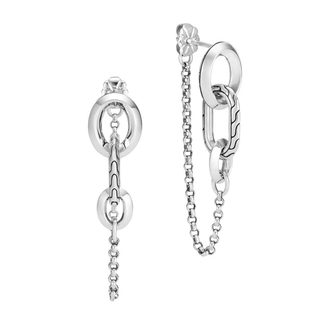 John Hardy Classic Chain Sterling Silver Remix Drop Link Earrings