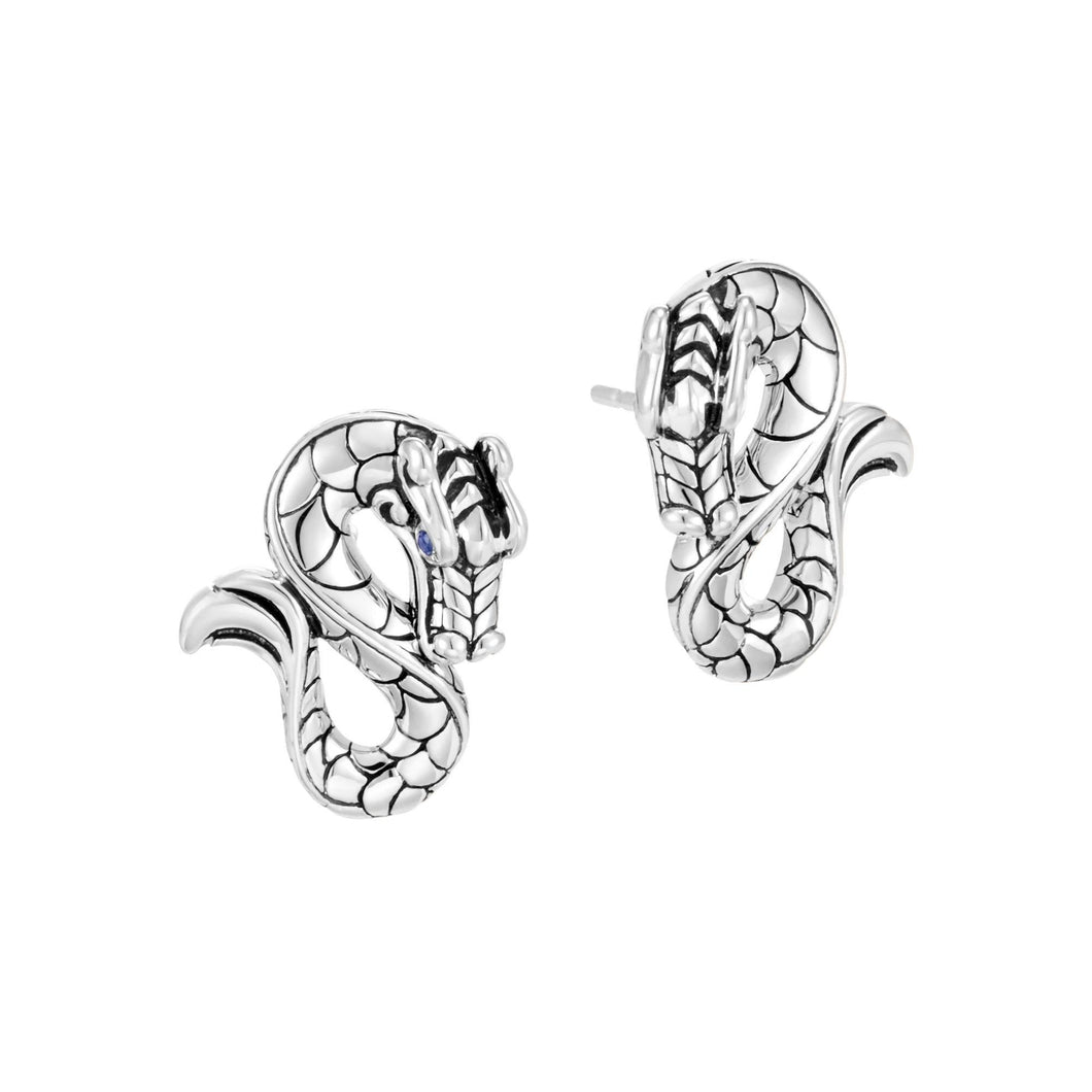 John Hardy Legends Naga Stud Earrings with Blue Sapphire