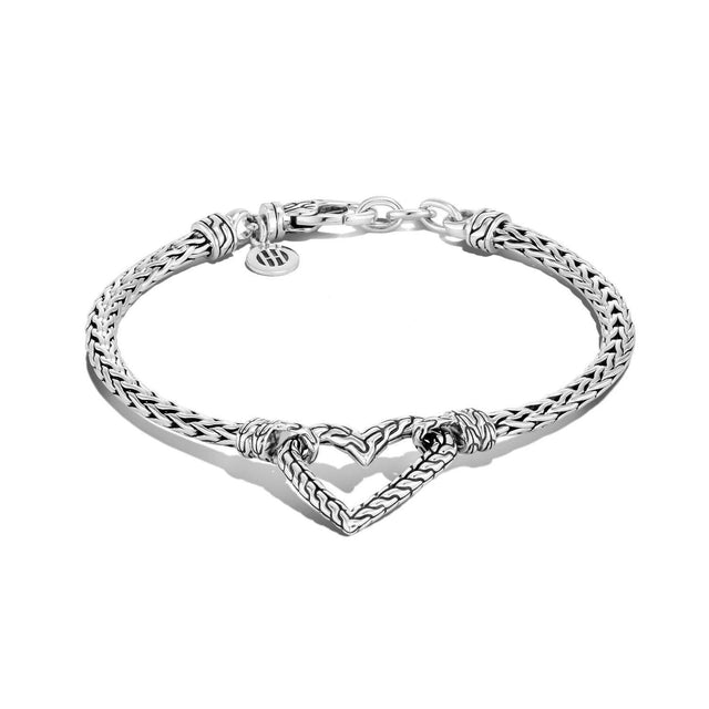 John Hardy Manah Heart Sterling Silver Station Bracelet | Medium