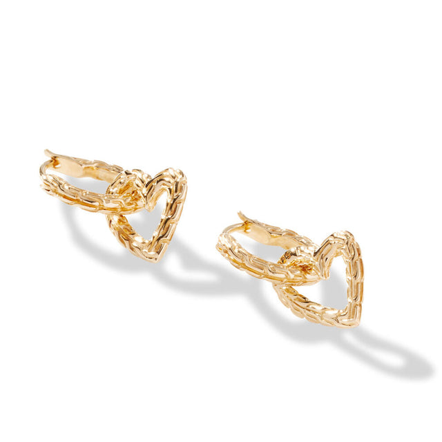 John Hardy Manah Yellow Gold Heart Drop Earrings | 20mm