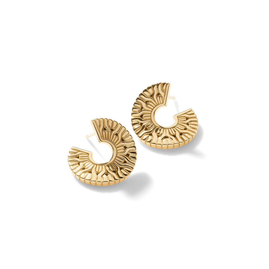 John Hardy Radial J Yellow Gold Hoop Earrings | 18mm