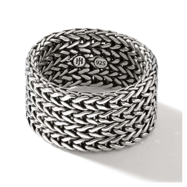 John Hardy Rata Chain Sterling Silver Band Ring | 12mm | Size 10