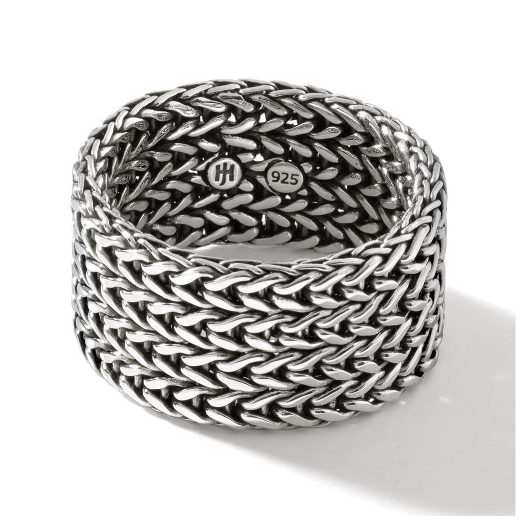 John Hardy Rata Chain Sterling Silver Band Ring | 12mm | Size 10