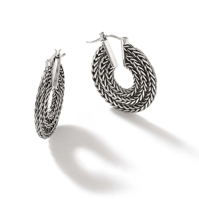 John Hardy Rata Chain Sterling Silver Hoop Earrings | 26mm