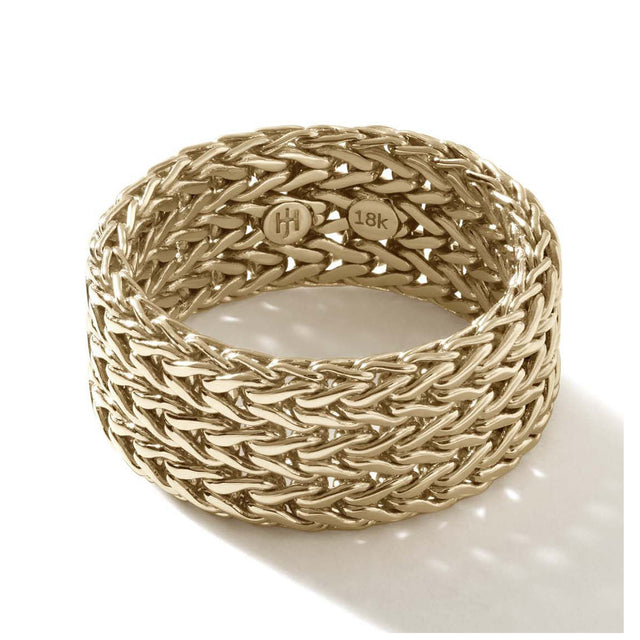 John Hardy Rata Chain Yellow Gold Band Ring | 9mm | Size 7