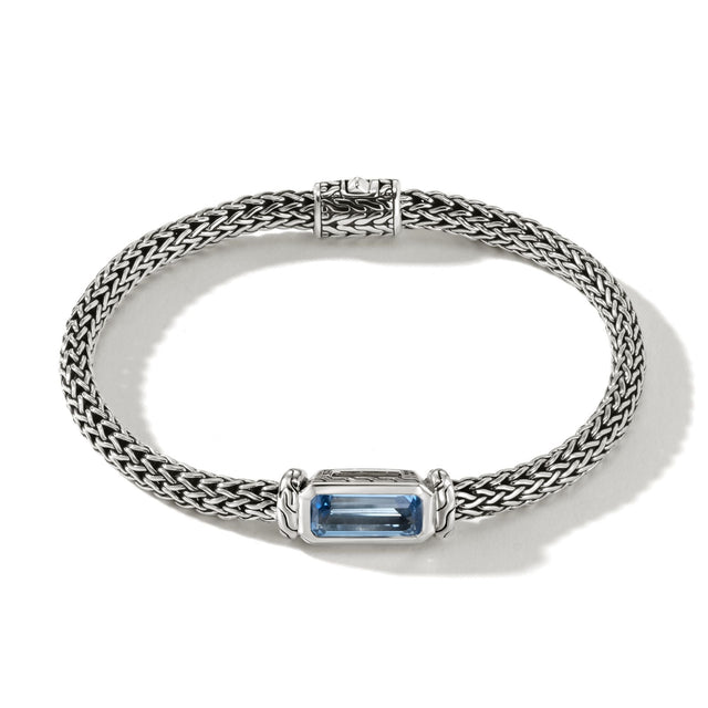 John Hardy Sterling Silver Aquamarine Chain Bracelet | 6.25 - 6.5 Inches