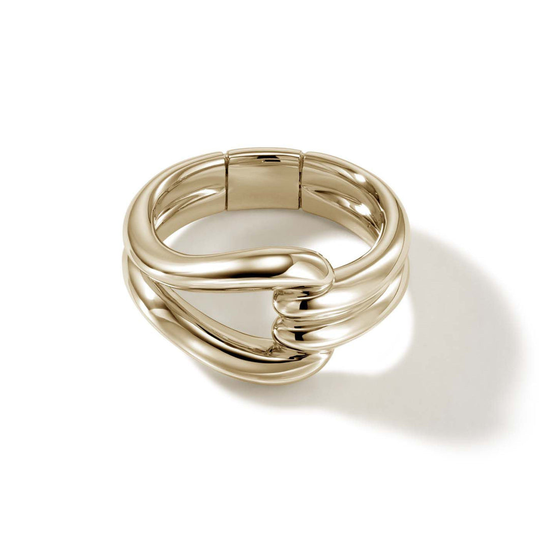 John Hardy Surf Yellow Gold Link Ring | Size 7