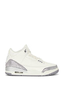 Jordan Air Jordan 3 Retro Sneaker in White | Sail  Cement Grey & Metallic Silver High Top Sneakers for Women