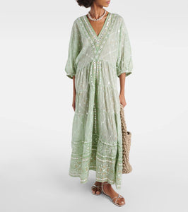 Juliet Dunn Embellished cotton kaftan