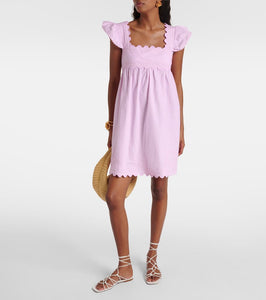 Juliet Dunn Embroidered cotton minidress