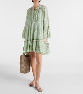 Juliet Dunn Embroidered cotton minidress