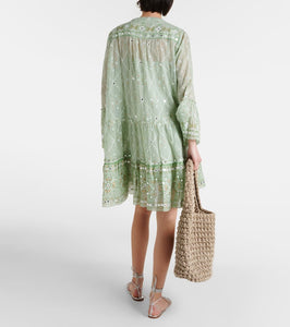 Juliet Dunn Embroidered cotton minidress