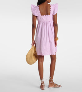 Juliet Dunn Embroidered cotton minidress