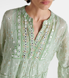 Juliet Dunn Embroidered cotton minidress