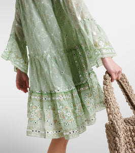 Juliet Dunn Embroidered cotton minidress