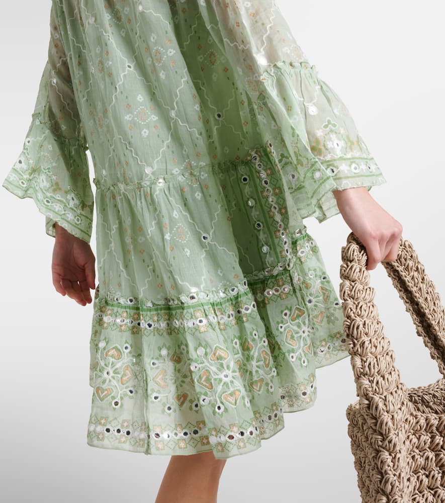 Juliet Dunn Embroidered cotton minidress
