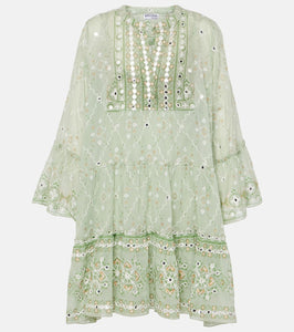Juliet Dunn Embroidered cotton minidress