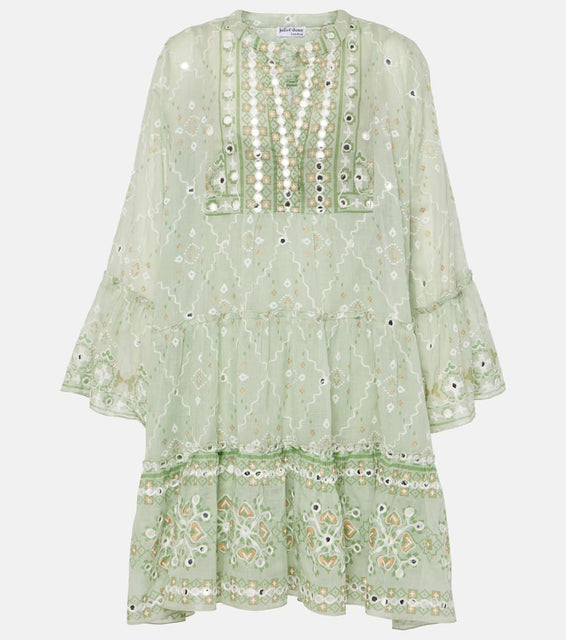 Juliet Dunn Embroidered cotton minidress