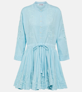 Juliet Dunn Embroidered cotton minidress