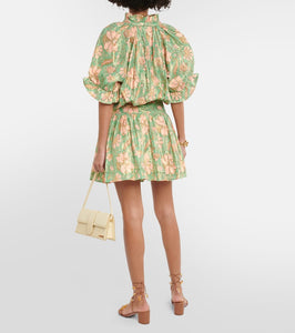 Juliet Dunn Floral cotton-blend Lamé minidress