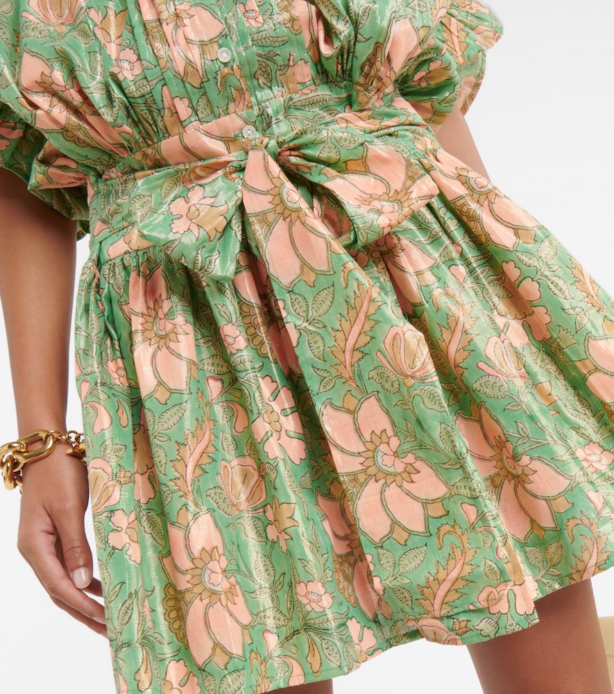 Juliet Dunn Floral cotton-blend Lamé minidress